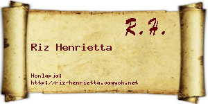 Riz Henrietta névjegykártya